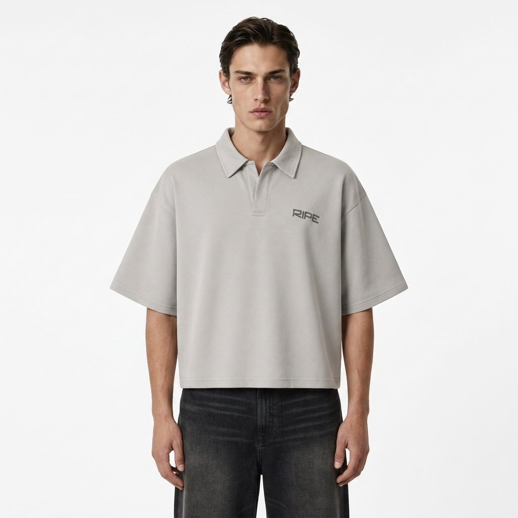 RIPE Oversized Polo Shirt - Grey
