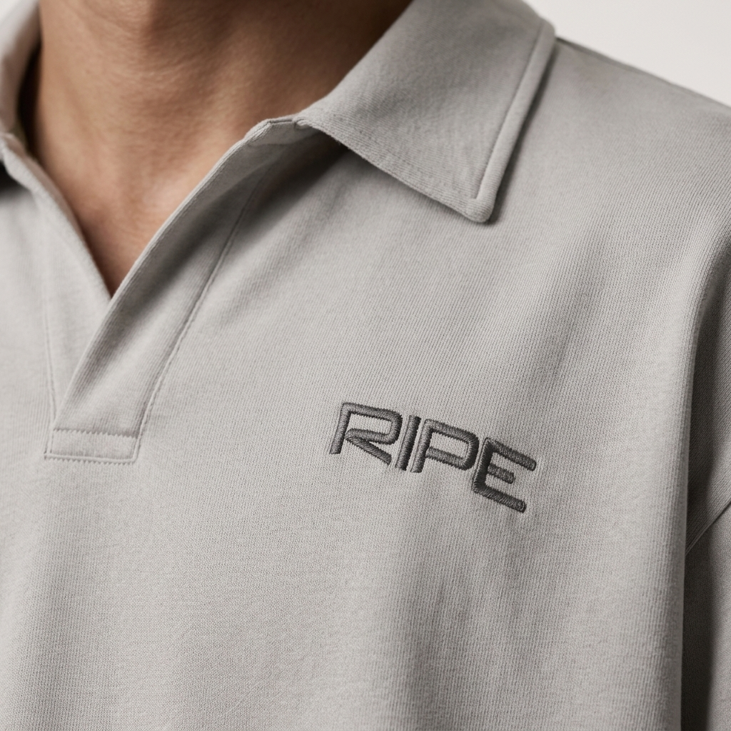 RIPE Oversized Polo Shirt - Grey