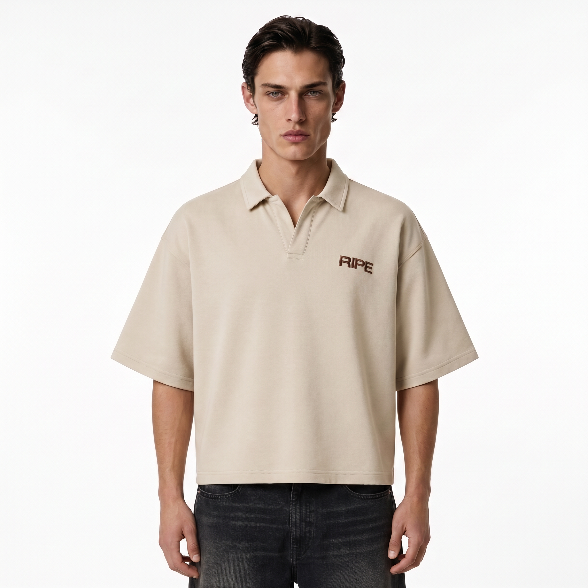 RIPE Oversized Polo Shirt - Beige