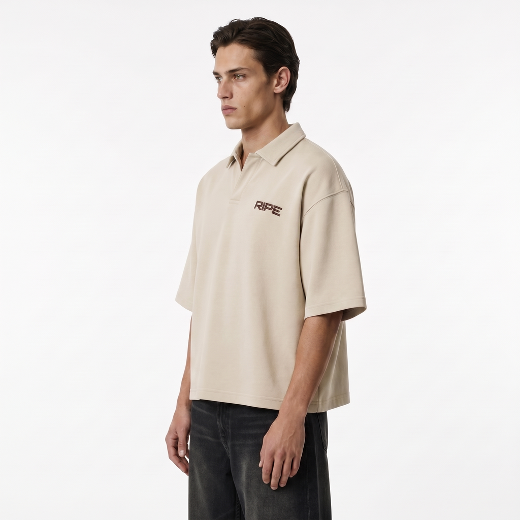 RIPE Oversized Polo Shirt - Beige